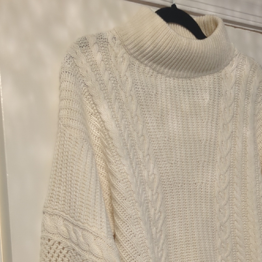 Veronica Beard "Bertilda" Cream Cable Knit Cashmere Sweater - Picture 7 of 8